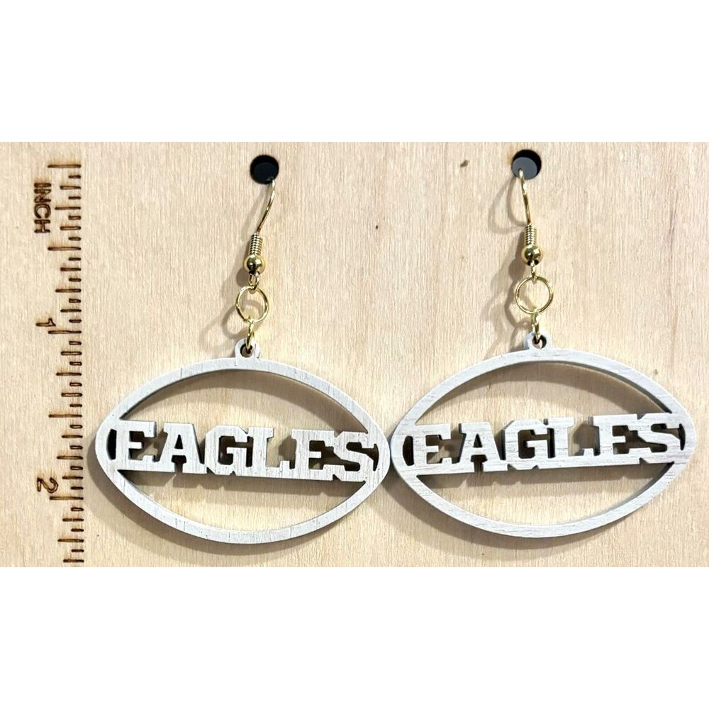 Eagles Wood Earrings, White E074-32
